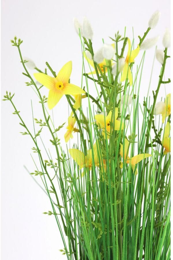 I.GE.A. Kunstplant Kunstmatig grasboeket met bloemen Grasbos decoratie kunstbloemen kunstgras groene plant grassen struiken