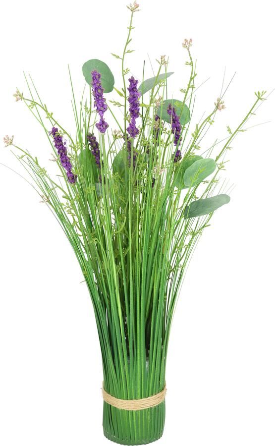 I.GE.A. Kunstplant Kunstmatig grasboeket met bloemen Grasbos decoratie kunstbloemen kunstgras groene plant grassen struiken - Foto 3