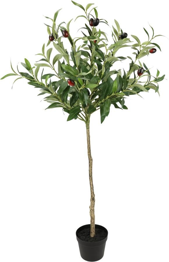 I.GE.A. Kunstplant Kunstmatige olijfboom met zwarte vruchten Op stam bolboom olijfboom groene plant kunstboom decoratieboom (1 stuk) - Foto 3