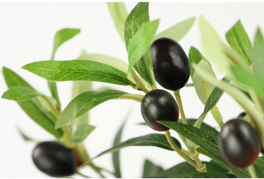 I.GE.A. Kunstplant Kunstmatige olijfboom met zwarte vruchten Op stam bolboom olijfboom groene plant kunstboom decoratieboom (1 stuk)