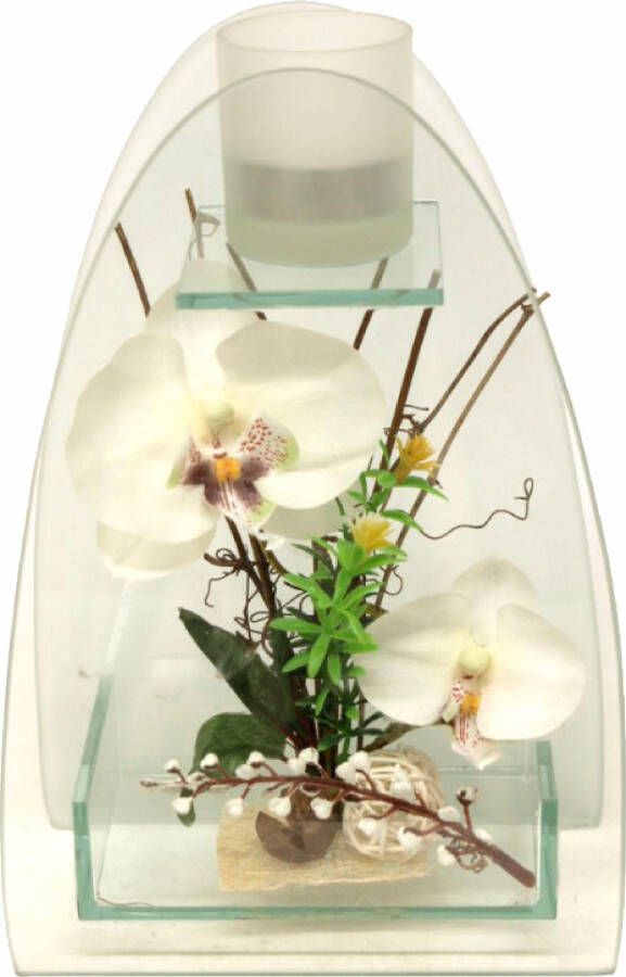 I.GE.A. Kunstplant Orchidee met waxinelichthouder 23x15 cm (1 stuk) - Foto 2