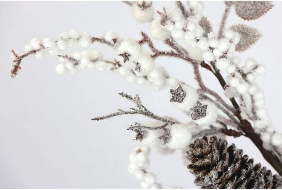 I.GE.A. Kunsttak Bessen tak met bevroren kegels set van 2 kunstmatige tak bloem kerstdecoratie decoratieve tak decoratie (2 stuks) - Foto 4