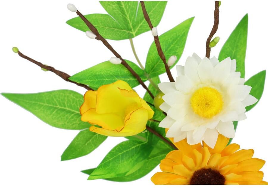 I.GE.A. Kunsttak Decoratieve tak Gerbera Margrieten 3-delige set tak eenbloemige kunstbloemen decoratietakken