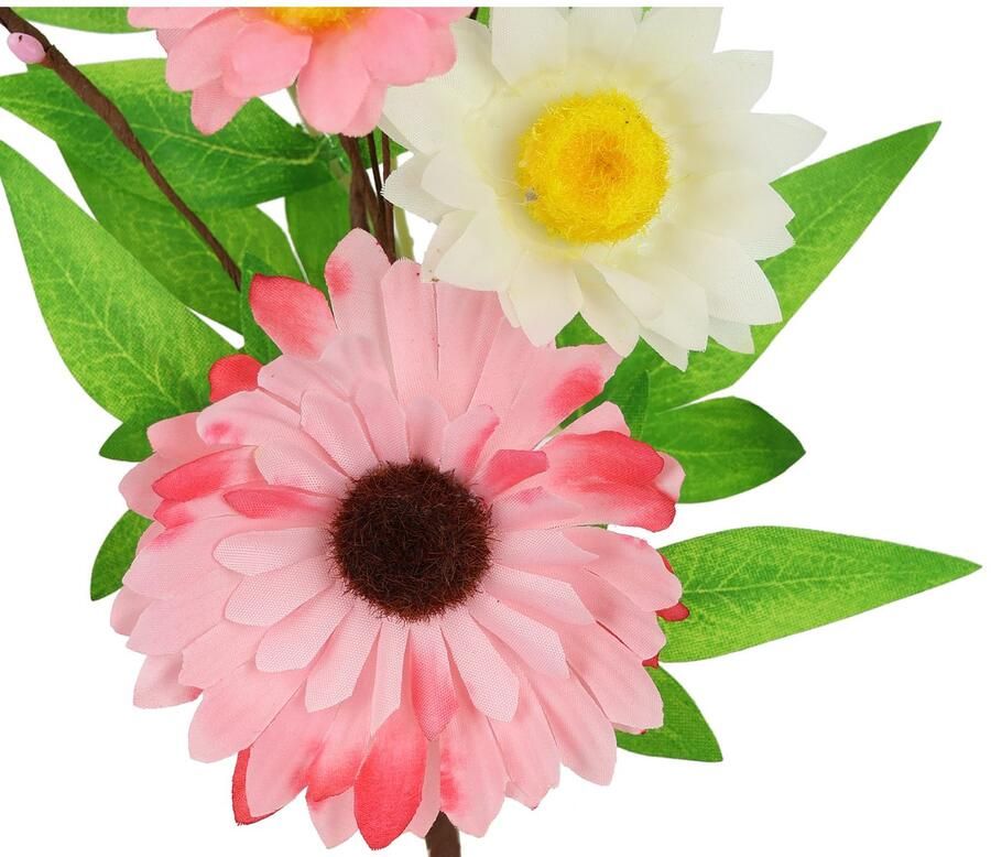 I.GE.A. Kunsttak Decoratieve tak Gerbera Margrieten 3-delige set tak eenbloemige kunstbloemen decoratietakken