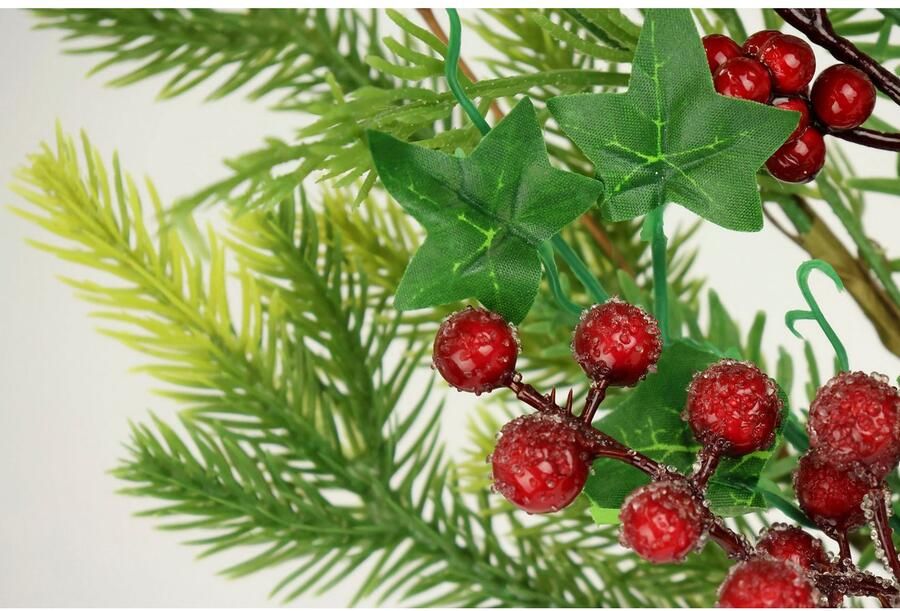 I.GE.A. Kunsttak Kersttak den bessen klimop thuja set van 2 kunstmatige tak bloem kerstdecoratie decoratieve tak decoratie (2 stuks) - Foto 2