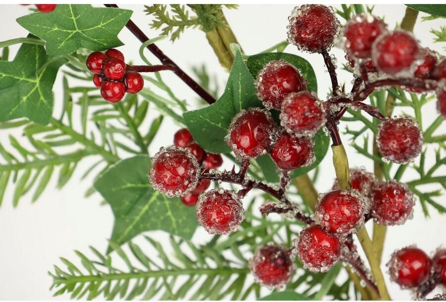 I.GE.A. Kunsttak Kersttak den bessen klimop thuja set van 2 kunstmatige tak bloem kerstdecoratie decoratieve tak decoratie (2 stuks)