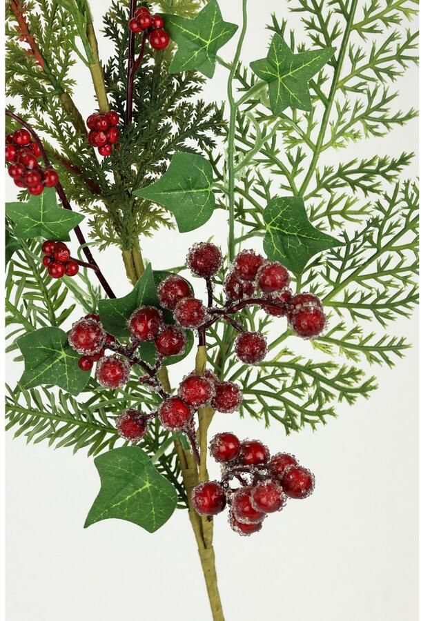I.GE.A. Kunsttak Kersttak den bessen klimop thuja set van 2 kunstmatige tak bloem kerstdecoratie decoratieve tak decoratie (2 stuks) - Foto 2