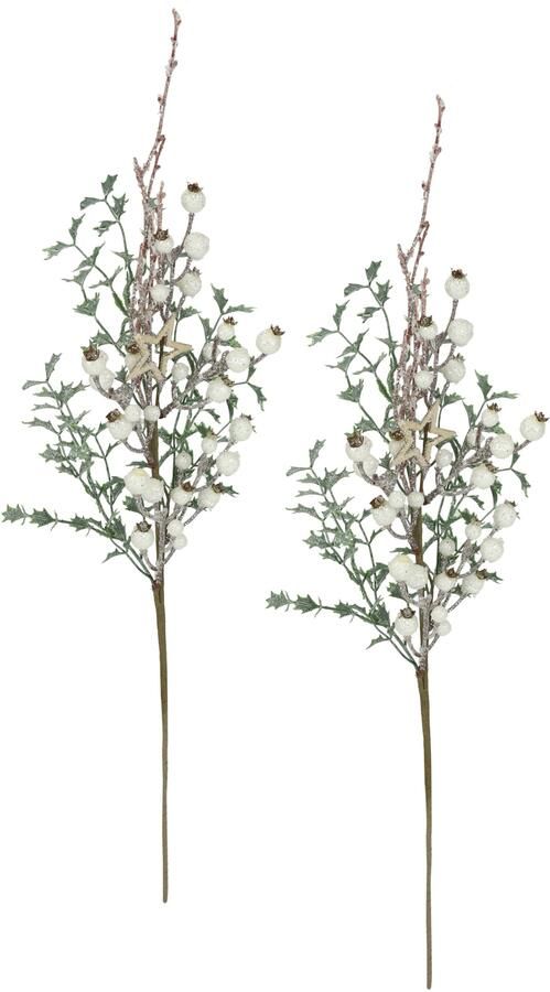 I.GE.A. Kunsttak Kunstmatige hulsttak met bessen set van 2 decoratieve tak voor slinger krans kerstdecoratie (2 stuks) - Foto 4