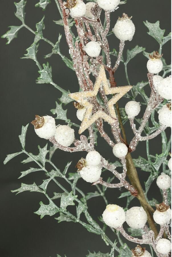 I.GE.A. Kunsttak Kunstmatige hulsttak met bessen set van 2 decoratieve tak voor slinger krans kerstdecoratie (2 stuks) - Foto 2