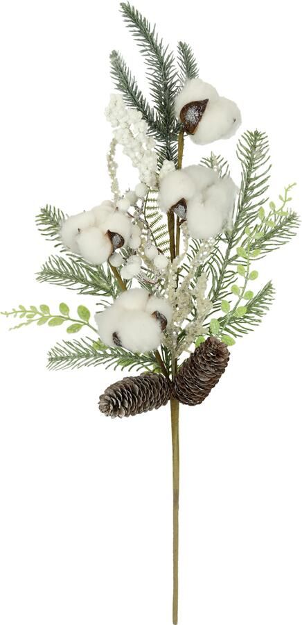 I.GE.A. Kunsttak Kunstmatige tak kegels bessen katoen den Decoratieve tak decor voor slinger krans kerstdecoratie (1 stuk) - Foto 4