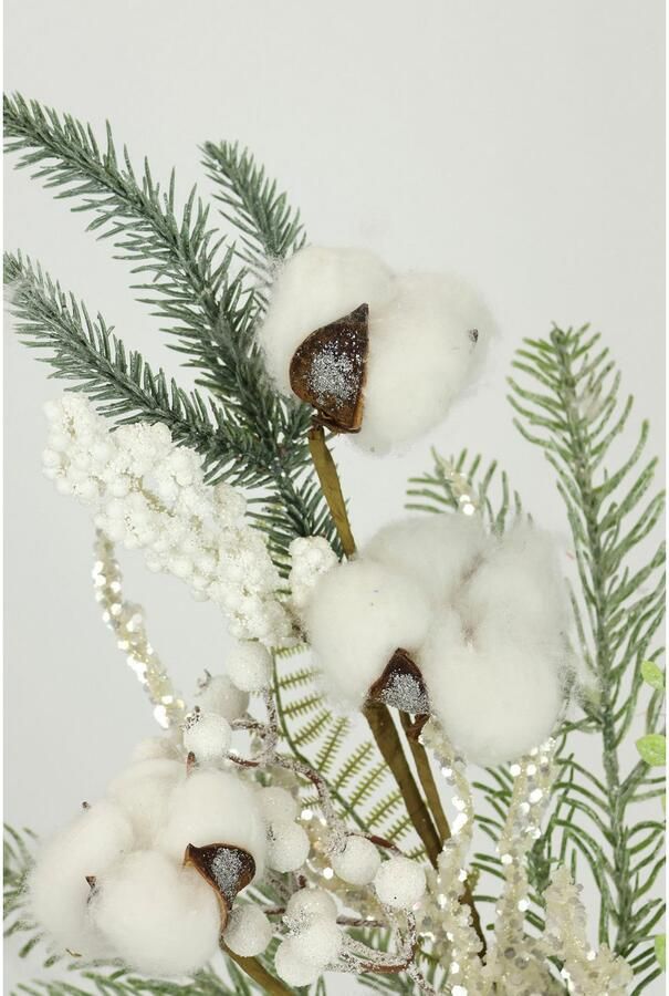 I.GE.A. Kunsttak Kunstmatige tak kegels bessen katoen den Decoratieve tak decor voor slinger krans kerstdecoratie (1 stuk) - Foto 2