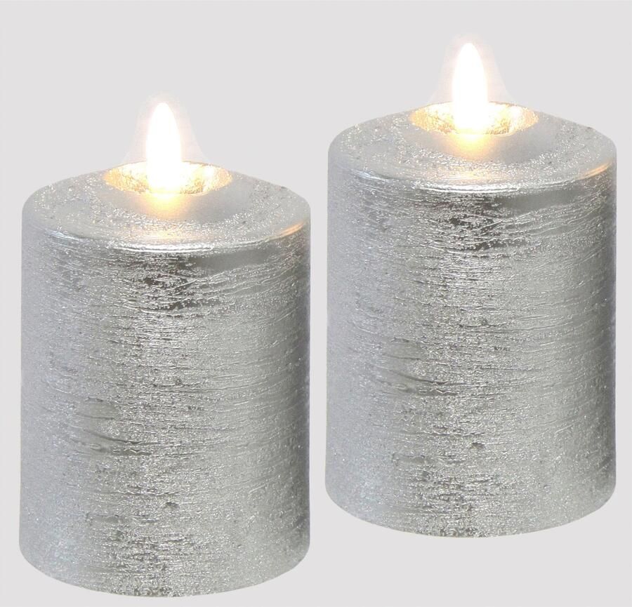 I.GE.A. Led-kaars Batterijgevoede LED-kaarsen van echtwas hoogte ca. 10 cm (set 2-delig) - Foto 2
