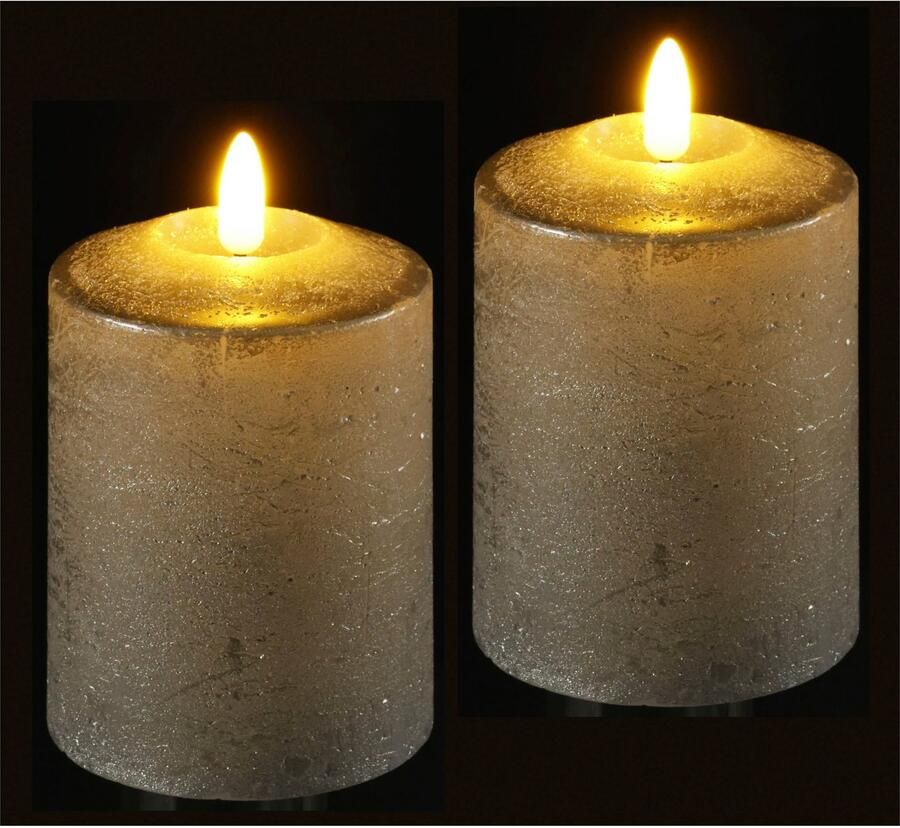 I.GE.A. Led-kaars Batterijgevoede LED-kaarsen van echtwas hoogte ca. 10 cm (set 2-delig) - Foto 1