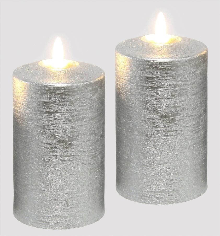 I.GE.A. Led-kaars Batterijgevoede LED-kaarsen van echtwas hoogte ca. 12 5 cm (set 2-delig) - Foto 1
