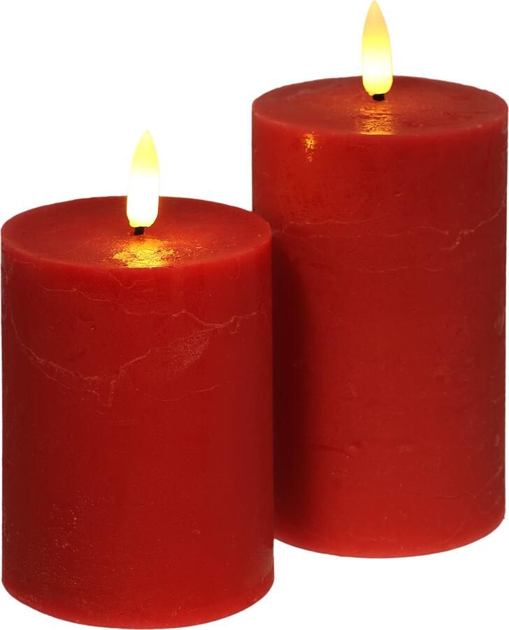 I.GE.A. Led-kaars LED echte waskaars 2-pack Met timer flikkerende stompkaars adventskaarsen adventskrans (2-delig) - Foto 2