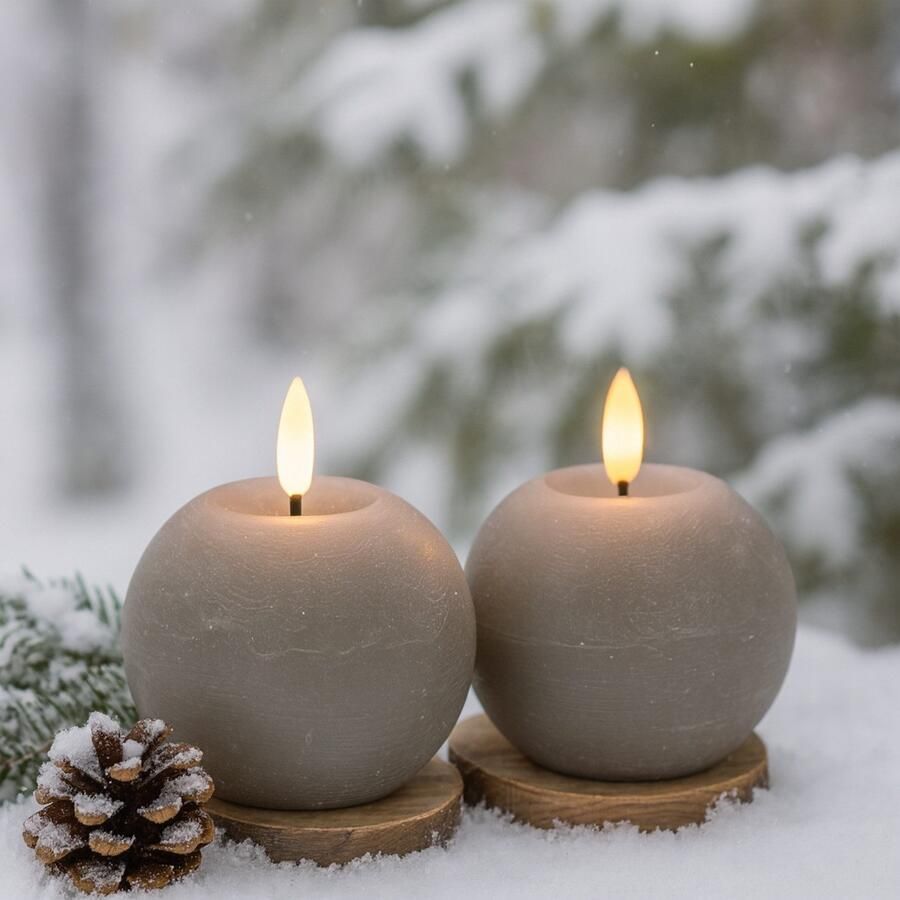 I.GE.A. Led-kaars LED echte waskaars 2-pack Met timer flikkerende stompkaars adventskaarsen adventskrans