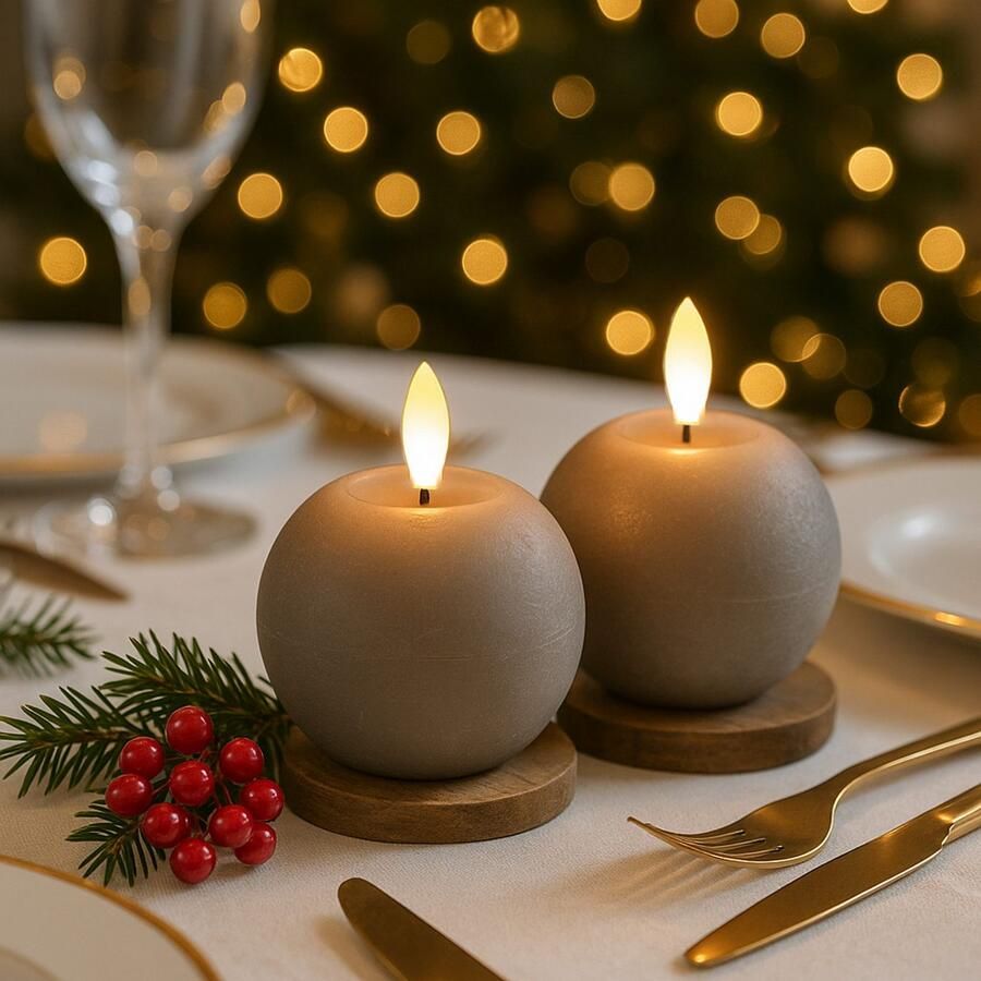 I.GE.A. Led-kaars LED echte waskaars 2-pack Met timer flikkerende stompkaars adventskaarsen adventskrans - Foto 2