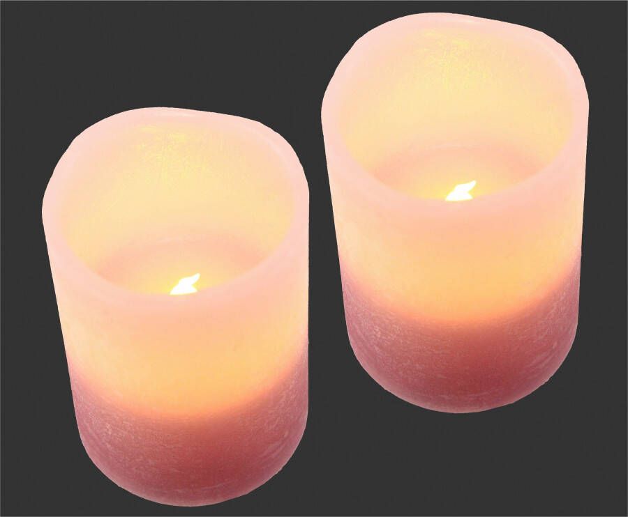 I.GE.A. Led-kaars LED-Kerzen Flackernd Warmweiß 2er Set Stumpenkerze Deko Valentinstag (2-delig) - Foto 2