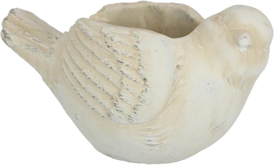 I.GE.A. Plantenbak Cement plantenpot vogel Emmers bloempot plantenbak voor vetplanten tuindecoratie terrasdecoratie (1 stuk) - Foto 2