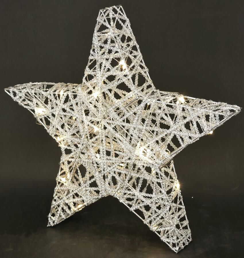 I.GE.A. Sierster LED ster met timer 33 cm Decoratie warmwitte verlichte ster kerstdecoratie kerstster goudkleur (1 stuk) - Foto 3