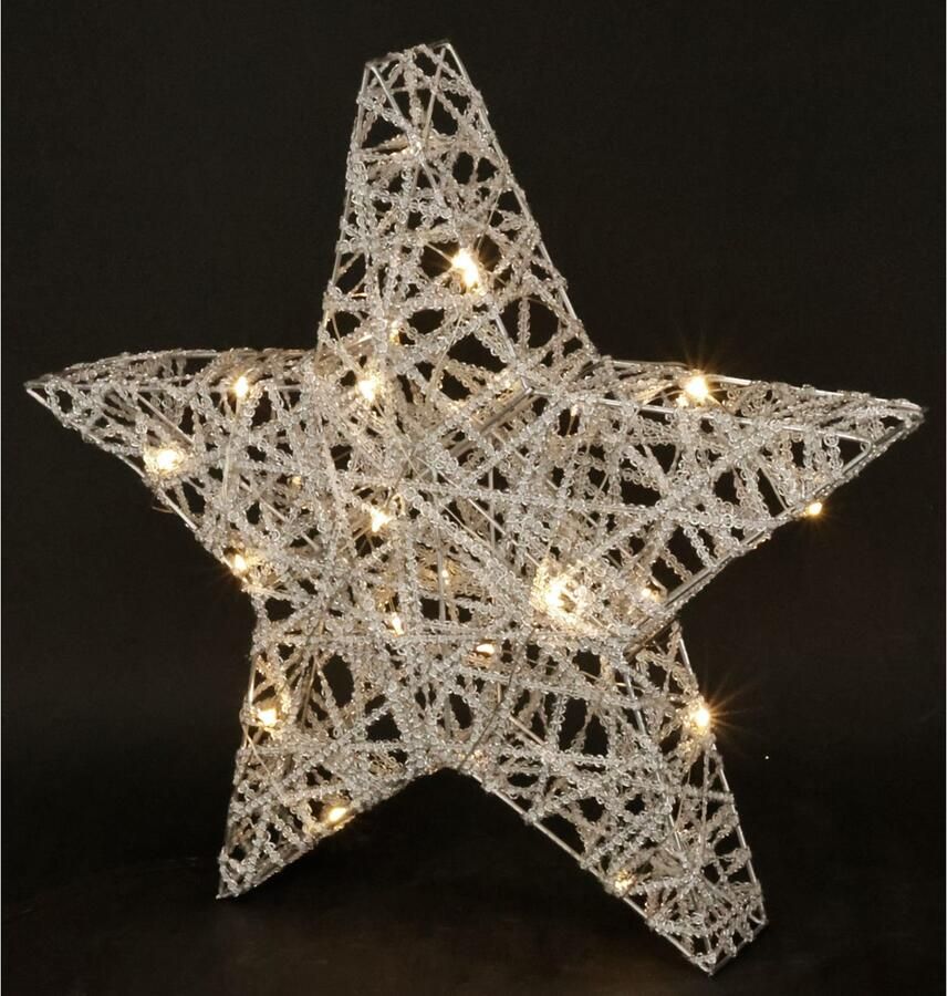 I.GE.A. Sierster LED ster met timer 33 cm Decoratie warmwitte verlichte ster kerstdecoratie kerstster goudkleur (1 stuk)