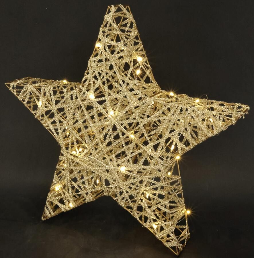 I.GE.A. Sierster LED ster met timer 45 cm Decoratie warmwitte verlichte ster kerstdecoratie kerstster goudkleur (1 stuk) - Foto 2