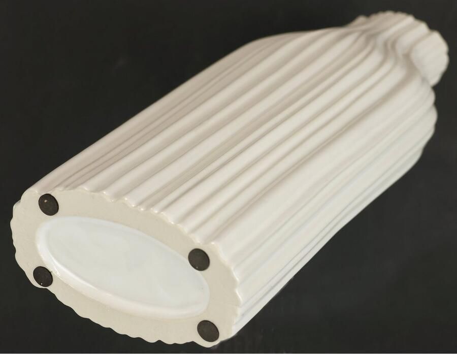 I.GE.A. Siervaas Bloemenvaas van keramiek geribbeld boller glanzend keramiekvaas Decoratievaas voor bloemen pampasgras droog- of kunstbloemen en takken (1 stuk) - Foto 2