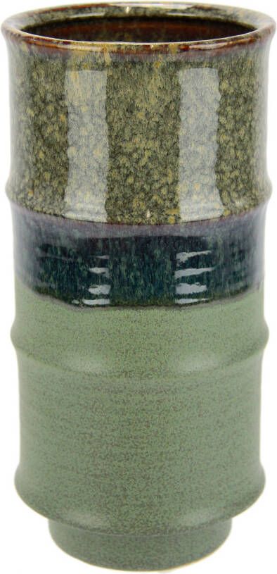 I.GE.A. Siervaas Blumenvase aus Keramik geriffelt Zylinderform matt glänzend (1 stuk) - Foto 3