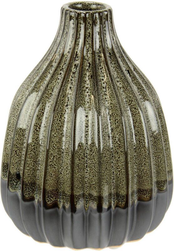 I.GE.A. Siervaas Vase aus Keramik geriffelt bauchig matt glänzend (1 stuk) - Foto 3