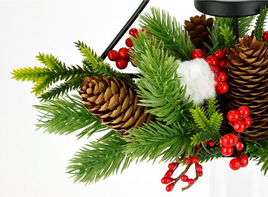 I.GE.A. Waxinelichthouder Decoratiefiguur metalen dennenboom met glazen inzet Dennetakken kegels kaarsenhouder decorlicht kerstdecoratie windlicht (1 stuk) - Foto 2