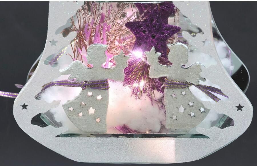 I.GE.A. Waxinelichthouder Decoratieobject met LED-licht en theelichtkaars Met dennen engel ster kunstsneeuw kerstdecoratie cadeau (1 stuk) - Foto 8