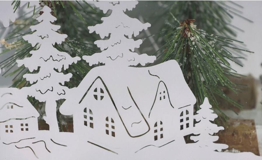 I.GE.A. Waxinelichthouder Kerstdecoratie kaarsenhouder decoratie-object van spiegelglas met hertdecoratie in winterlandschap hoogte ca. 15 cm (1 stuk) - Foto 6