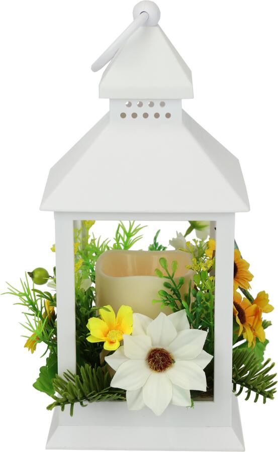 I.GE.A. Windlicht Lantaarn met zonnebloem vlinder kaars Kaarsenhouder kaarsenlantaarn windlicht decoratie (1 stuk) - Foto 4