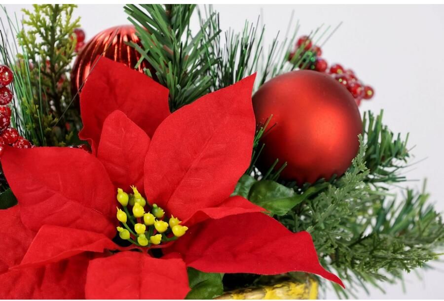 I.GE.A. Winterse kunstplant Arrangement poinsettia in beker kerstster kerstdecoratie Kunstbloemenarrangement feestelijk bloemenensemble kerststuk