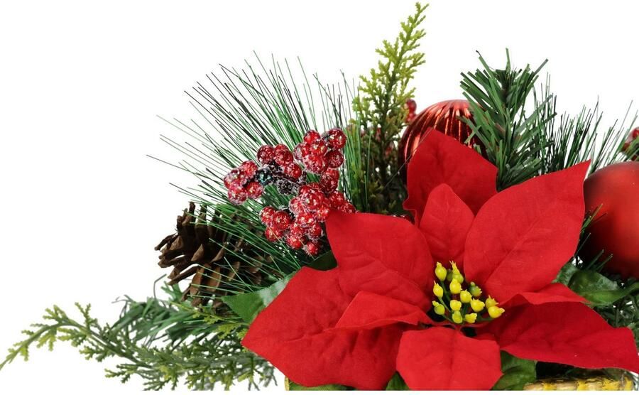 I.GE.A. Winterse kunstplant Arrangement poinsettia in beker kerstster kerstdecoratie Kunstbloemenarrangement feestelijk bloemenensemble kerststuk - Foto 3
