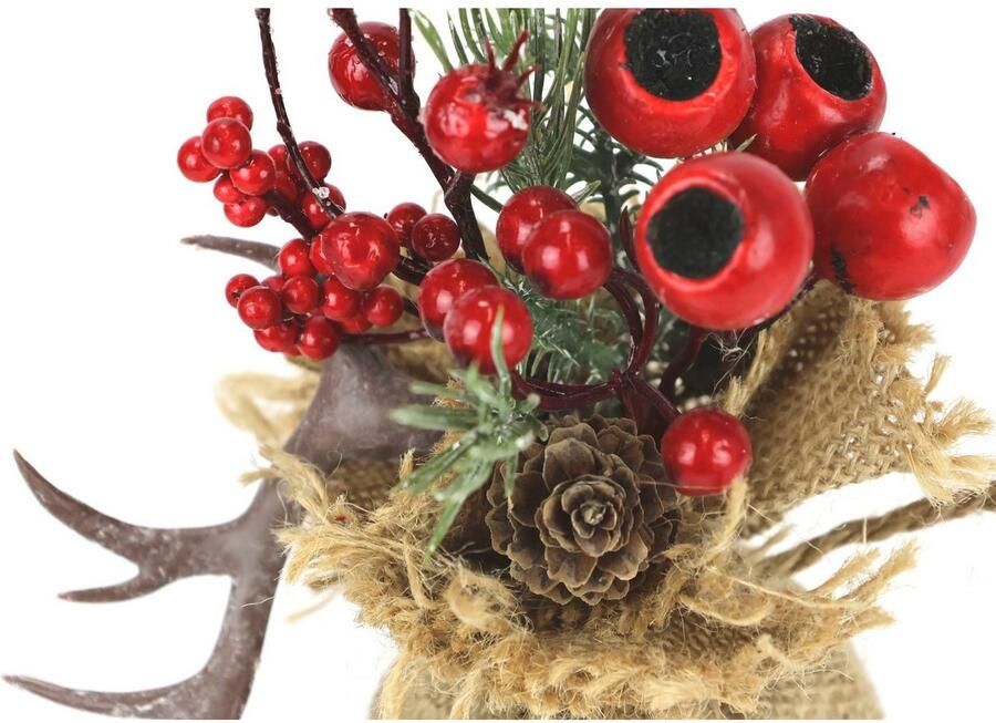 I.GE.A. Winterse kunstplant Kerstarrangement in jute kerstdecoratie in 2-pack(set 2 stuks) - Foto 3