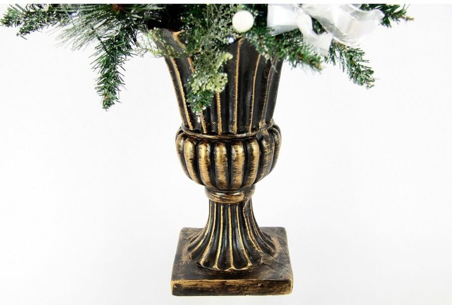 I.GE.A. Winterse kunstplant Kunstmatige kerstboom kerstdecoratie kunstboom besneeuwd met appels bessen en strikken trofee van polyresin 74 cm (1 stuk) - Foto 4