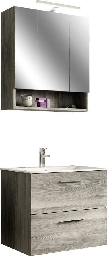INOSIGN Badkamerserie LECCE Badkamermeubel breedte 60 inclusief spiegelkast met lamp wastafelonderkast (set) - Foto 9