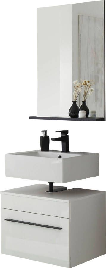 INOSIGN Badkamerserie Cantara badkamer in modern ontwerp 2-delig badkamer Onderkast en spiegel in wit hoogglans veel opbergruimte (set 2-delig) - Foto 5