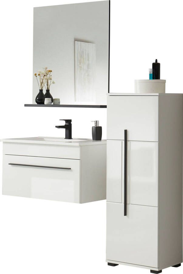 INOSIGN Badkamerserie Cantara badkamer in modern ontwerp 3-delig badkamer Waschtafel kast en spiegel in wit hoogglans veel opbergruimte (set 3-delig) - Foto 5