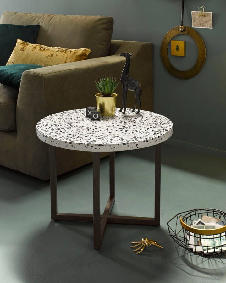 INOSIGN Bijzettafel Steph met een mooi metalen frame en een bijzondere tafelblad-look