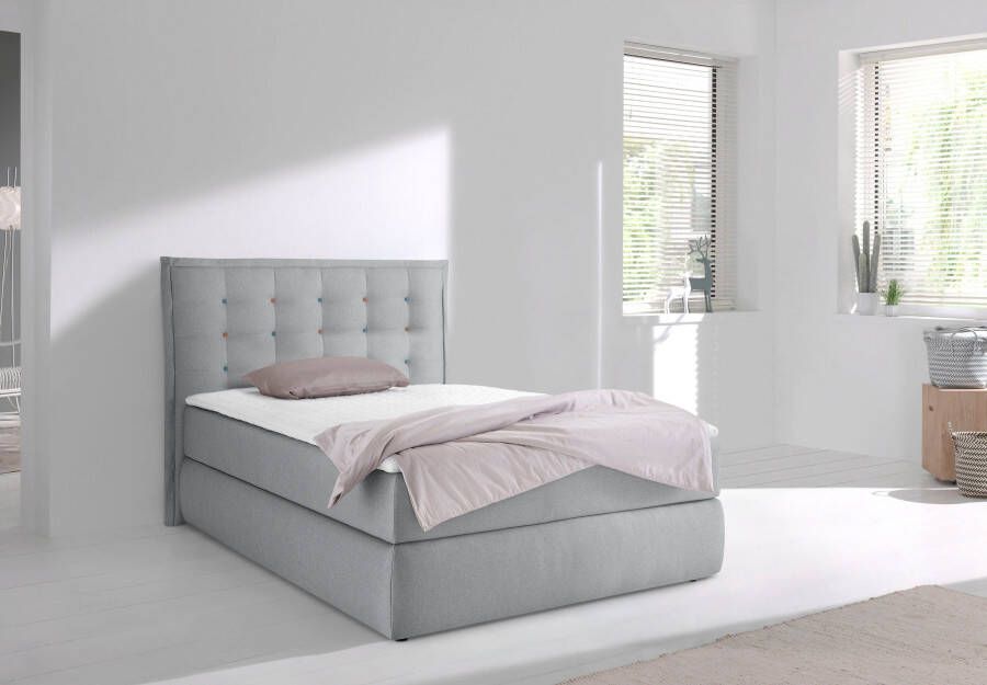 INOSIGN Boxspring Sagres Hoofdbord met 2-kleurige zachte bies en tweekleurige knopen