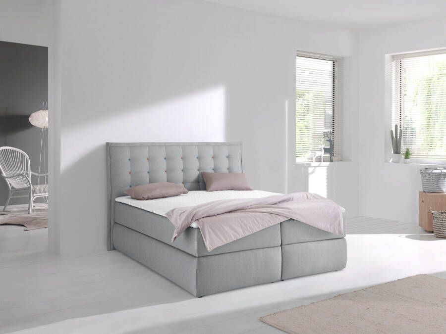 INOSIGN Boxspring Sagres Hoofdbord met 2-kleurige zachte bies en tweekleurige knopen