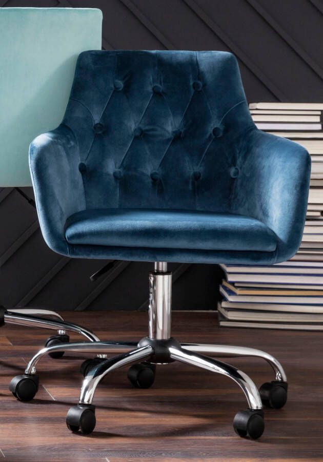 INOSIGN Bureaustoel Perry elegante fluwelen stoel zacht verdikt - Foto 8