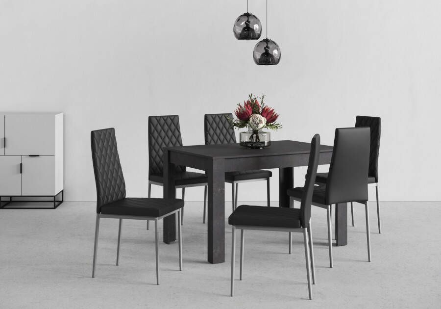 INOSIGN Eethoek Lynn + Brooke 4 stoelen met tafel in leisteenkleur breedte 120 cm (set 5-delig) - Foto 4