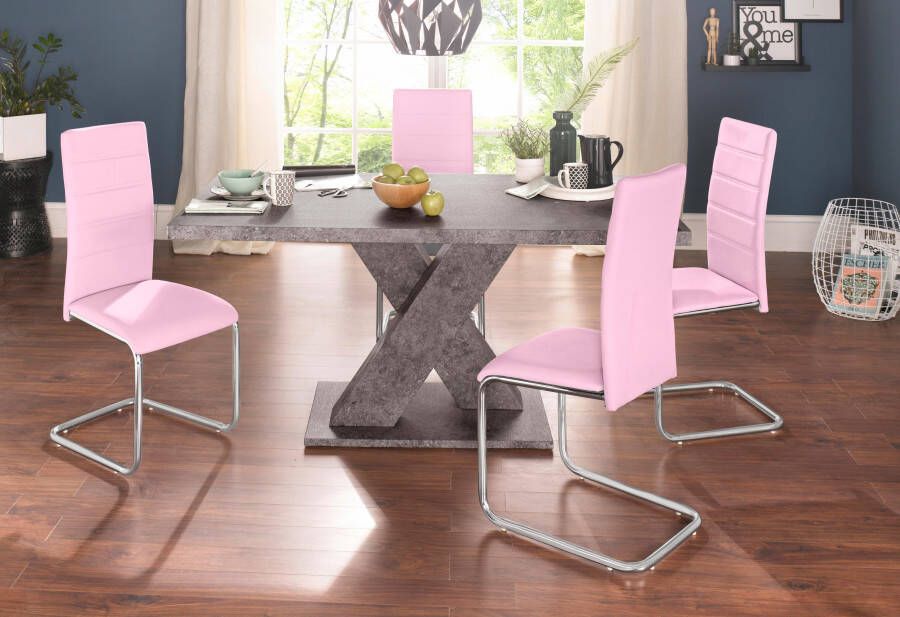 INOSIGN Eethoek met 4 stoelen en tafel in cement-look (set 5-delig) - Foto 4