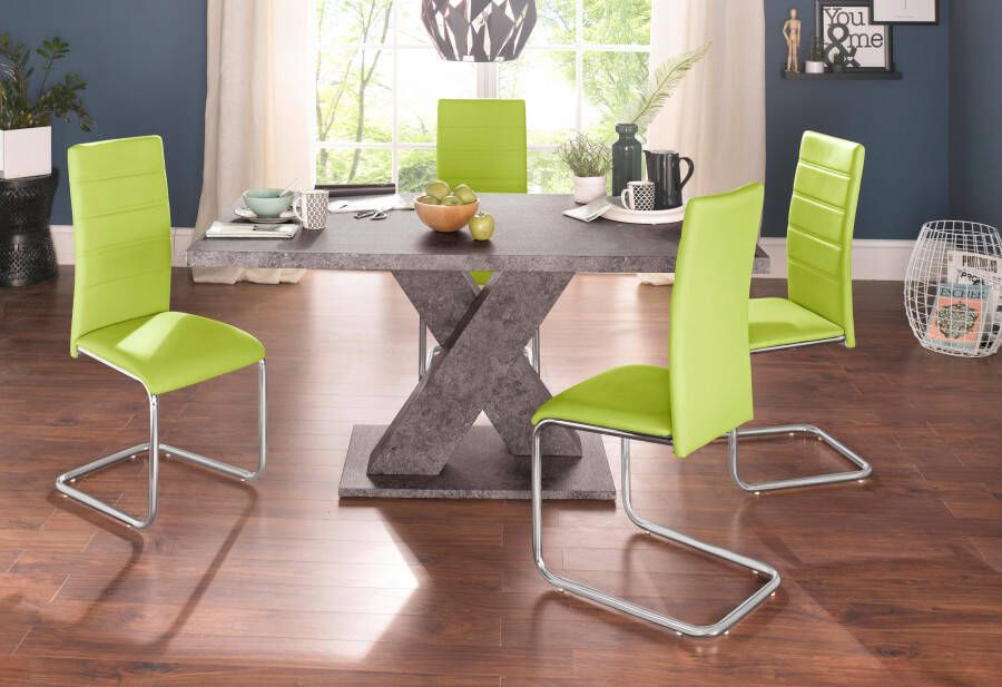 INOSIGN Eethoek met 4 stoelen en tafel in cement-look (set 5-delig) - Foto 4