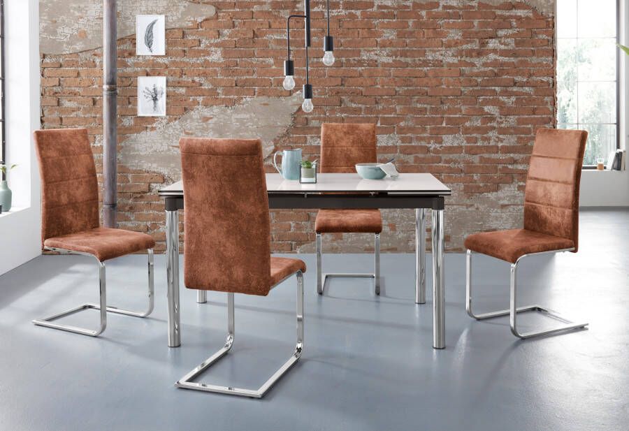 INOSIGN Eethoek Nelson Cosy met 4 stoelen tafel uittrekbaar breedte 140-200 cm (set 5-delig) - Foto 6