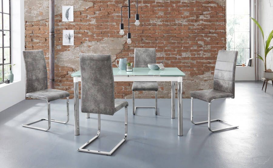 INOSIGN Eethoek Nelson Cosy met 4 stoelen tafel uittrekbaar breedte 140-200 cm (set 5-delig)