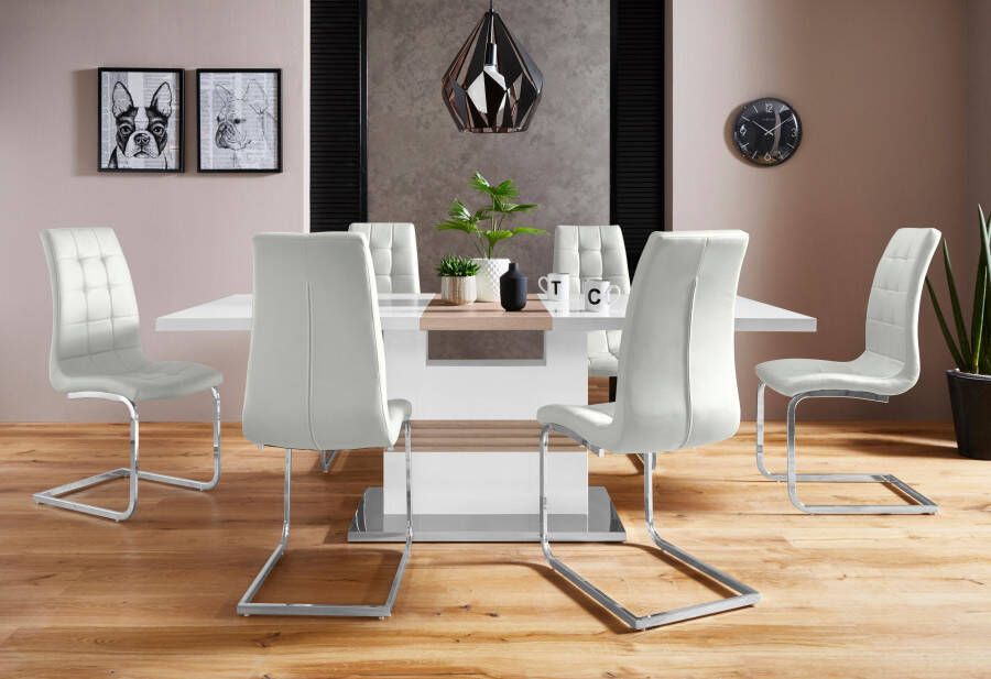INOSIGN Eethoek Perez Lola met 4 stoelen tafel uittrekbaar breedte 160-200 cm (set 5-delig)